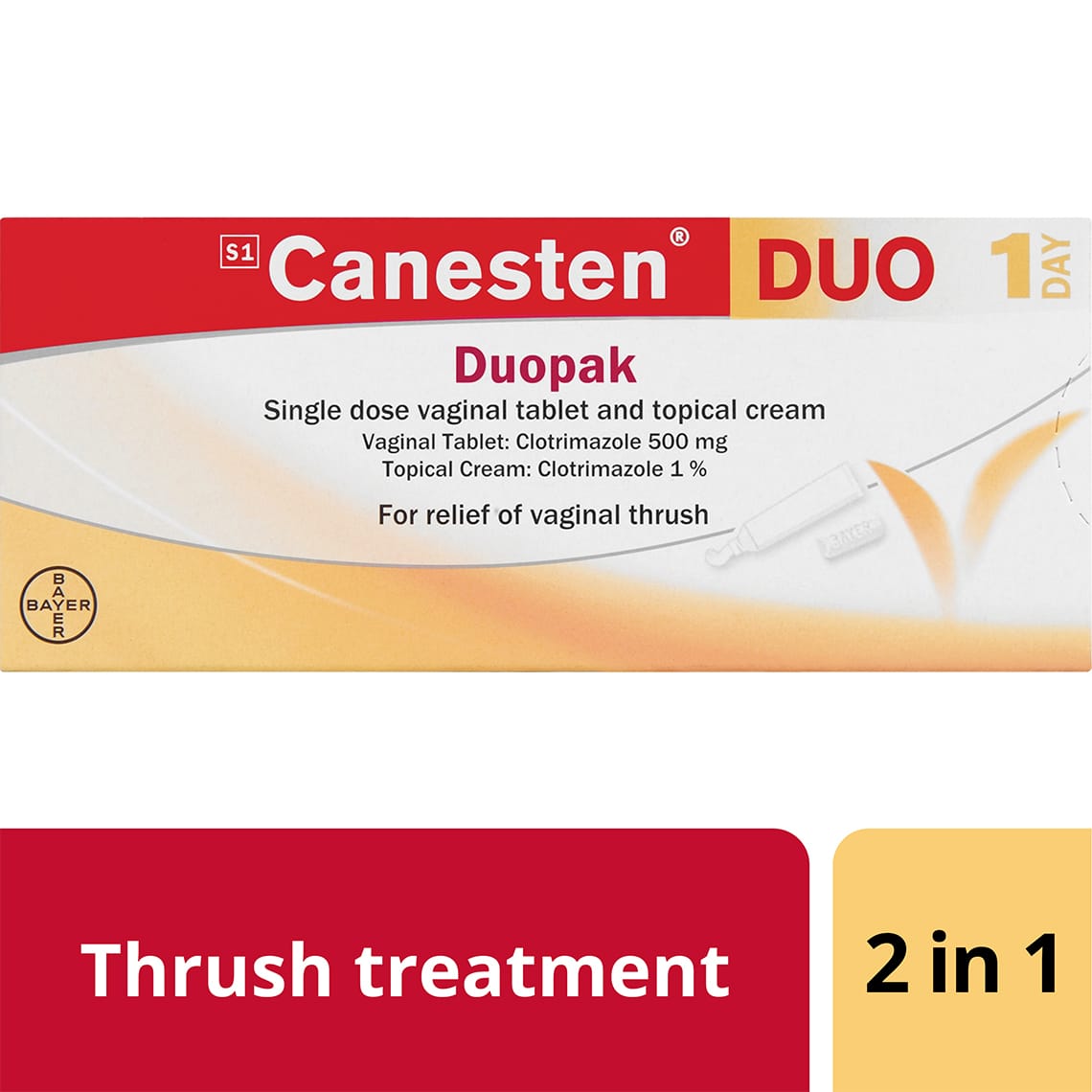 Thrush treatment 2 in 1: Canesten Thrush Combi Vaginal Tablet and External Cream