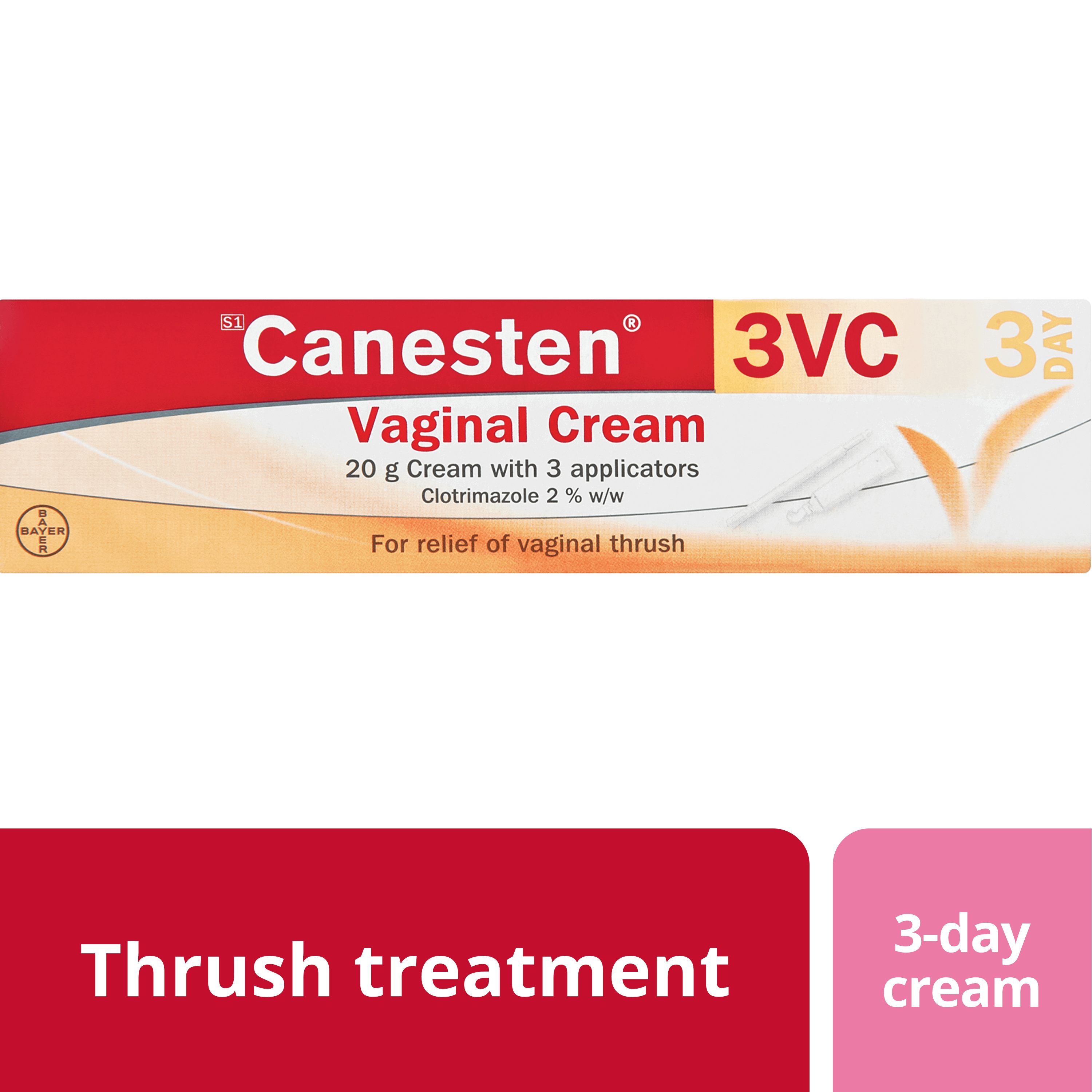 Thrush treatment 3-day cream: Canesten Thrush Internal Cream 2% w/w vaginal cream and applicators 